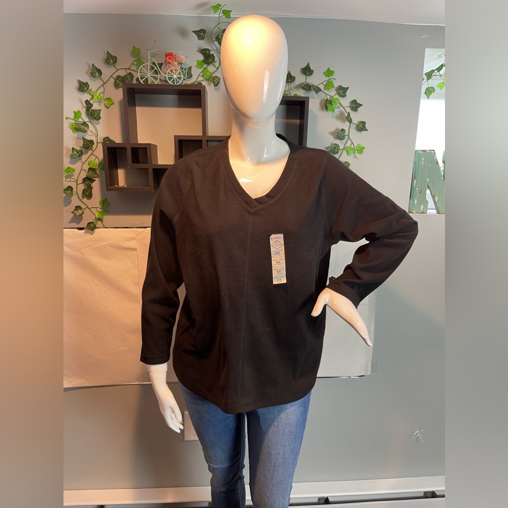 St. John's Bay Active‎ Polar V Neck Fleece Womens V Neck Long Sleeve Sweatshirt
